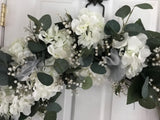 30” White Hydrangeas Wreath