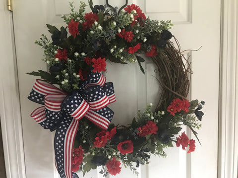 Patriotic Wreath with a few Poppy’s