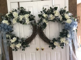 30” White Hydrangeas Wreath