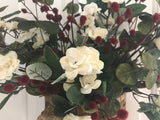 Basket of Cream Roses & Berries