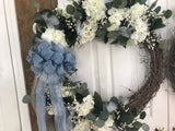 30” White Hydrangeas Wreath