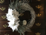 Three Snowy Poinsettias/Baby Snow Owl/Icy Branches