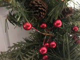 New England Evergreens/ Red Satin Bow/Satin Red Berries