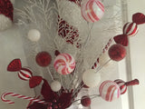 Red and White Poinsettias Candy Cane