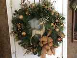 Gold Deer/Scotch Pine 30” Wreath