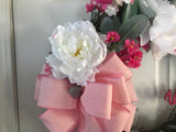White Peonies/Pink Welcome Sign