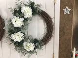 White hydrangeas/Eucalyptus