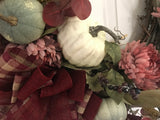 Dusty Rose Mums & Pumpkins