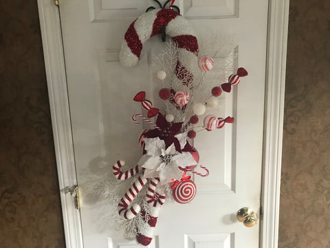 Red and White Poinsettias Candy Cane