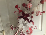 Red and White Poinsettias Candy Cane