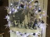 36” Woodsy Snow Covered Winter Wreath