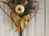 Wicker Hanging Fan/Evergreens/Pumpkin