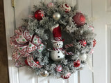 Red Hat Snowman Wreath