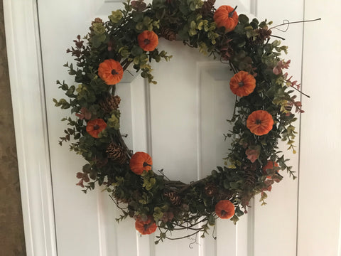 Fall Eucalyptus/Pumpkins/Pine Cones