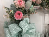 Three Soft Green Butterflies /Pink Ranunculus