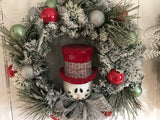 Red and Silver Snowman Wreath