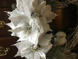 Three Snowy Poinsettias/Baby Snow Owl/Icy Branches