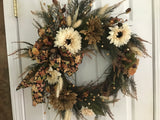 Black Fall Bow/Tan & Cream Sunflowers