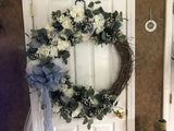 30” White Hydrangeas Wreath