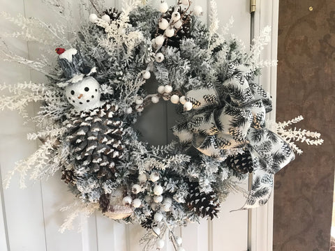 Snowman Pine Cone White