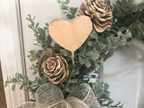 Valentine’s Wreath/Wooden Flowers and Heart