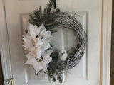 Three Snowy Poinsettias/Baby Snow Owl/Icy Branches