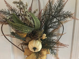 Wicker Hanging Fan/Evergreens/Pumpkin