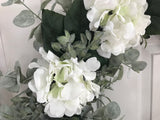 White hydrangeas/Eucalyptus