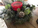 Winter Centerpiece/Red Cinnamon Candle