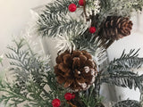 Black and White Flannel Bow with evergreens and a white bird