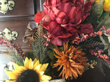Sunflowers/Cranberry Peonies