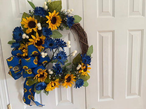 Royal Blue & Yellow Sunflowers