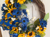 Royal Blue & Yellow Sunflowers