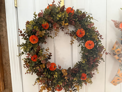 Fall Eucalyptus/Pumpkins/Pine Cones