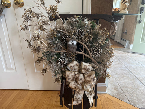 Vintage Sled/twig wreath