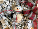Birch Tree Snowman on a Sled
