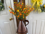 Copper Vase/Yellow & Orange flowers