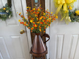 Copper Vase/Yellow & Orange flowers