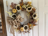 Cream Sunflowers/Two Pumpkins