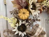 Cream Sunflowers/Two Pumpkins