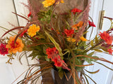 Black Vase-Fall Wild Flowers
