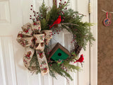 Winter Birdhouse & Cardinals