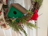 Winter Birdhouse & Cardinals