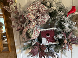 Burgundy Birdhouse in a Winter Wonderland