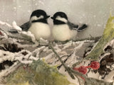 Two Felted Chickadees