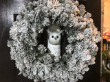 Owl in a Snow Covered 24”Wreath