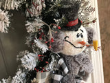 Snowman with a Top Hat Evergreen Wreath