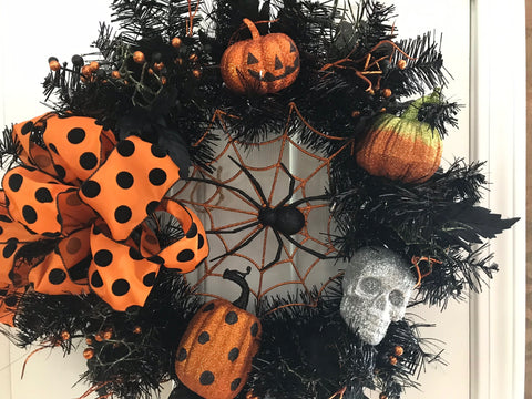 Halloween black evergreen wreath