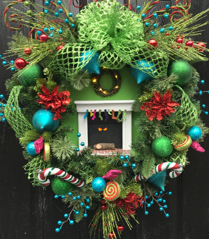 Grinch in Fireplace