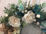 Teal and Cream Peony’s